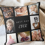 Maßgeschneiderte Foto Collage Bester Papa jemals s Kissen<br><div class="desc">Ein Geschenk für Ihren Vater,  feiert sein Leben mit einer Collage von 8 Fotos. Weißer Text: Bester Vater aller Zeiten. Personalisieren und nutzen Sie Ihre eigenen Fotos von ihm,  Kindern,  Ehefrau,  Haustieren,  Freunden,  seinem Traumreiseziel. Schwarzer Hintergrund. Perfekt als Vatertagsgeschenk,  zum Geburtstag und zu Weihnachten.</div>