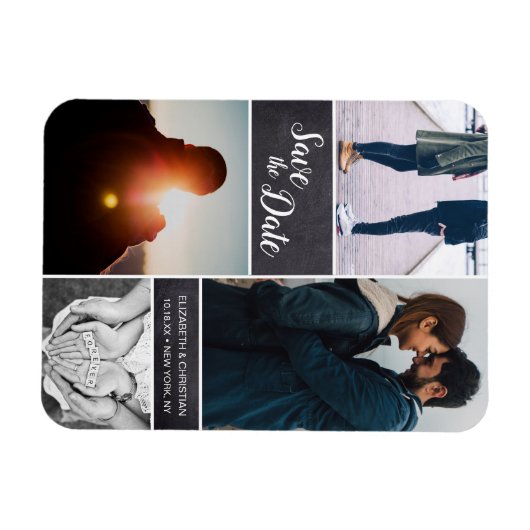 Maßgeschneiderte Foto-Collage Wedding Speichern Si Magnet (Horizontal)