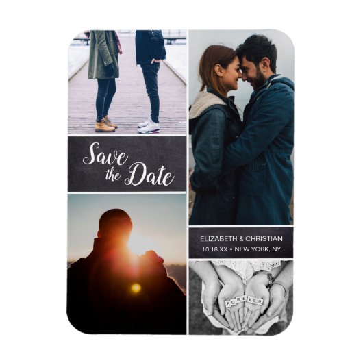 Maßgeschneiderte Foto-Collage Wedding Speichern Si Magnet (Vertikal)
