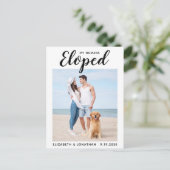 Maßgeschneiderte Foto Hund Hochzeit Elopement Wir Ankündigungspostkarte (Stehend Vorderseite)