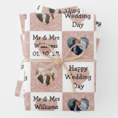 Maßgeschneiderte Foto/Name Rose Goldenes Herzmuste Geschenkpapier Set (Beispiel)