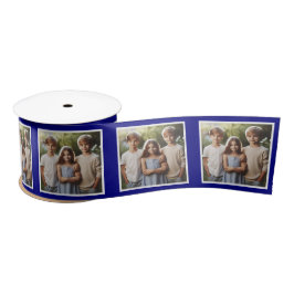Maßgeschneiderte Foto Ribbon White Navy Blue Kids Satinband