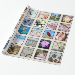 Maßgeschneiderte FotoCollage für klassische Quadra Geschenkpapier