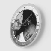 Maßgeschneiderte Fotouhr Silver Roman Numerum Große Wanduhr (Winkel)