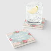 Maßgeschneiderte französische Buchstaben, weiße Sp Steinuntersetzer (Seitenansicht)