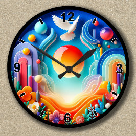 Maßgeschneiderte Friedliche Sonnenaufgangstaube Ab Runde Wanduhr