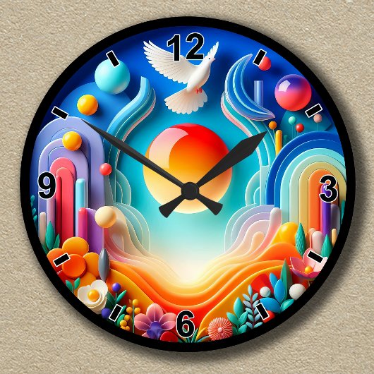 Maßgeschneiderte Friedliche Sonnenaufgangstaube Ab Runde Wanduhr