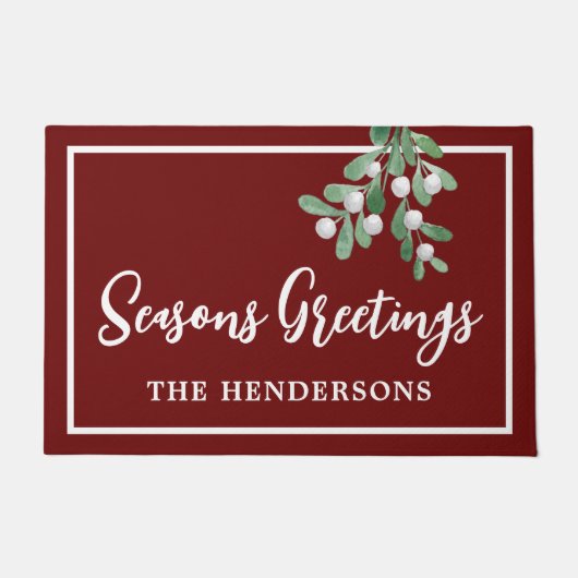 Maßgeschneiderte Frohe Festtage Maroon Weihnachten Fußmatte (Vorderseite)