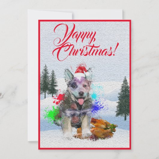 Maßgeschneiderte Funny Blue Heeler Hund Yappy Xmas Ankündigung (Vorderseite)