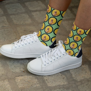 Maßgeschneiderte Funny Face Foto Sage Green Custom Socken