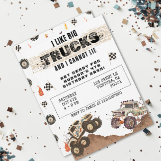 Maßgeschneiderte Funny Monster Truck Boys Geburtst Einladung