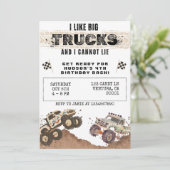 Maßgeschneiderte Funny Monster Truck Boys Geburtst Einladung (Stehend Vorderseite)