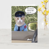 Maßgeschneiderte Funny Officer Cat Geburtstag Karte (Gelbe Blume)