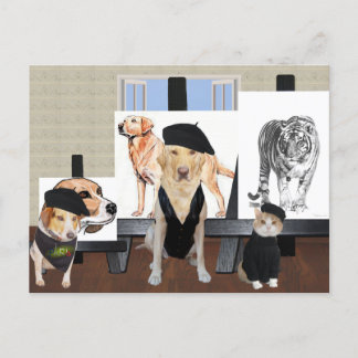 Maßgeschneiderte Funny Pet Art Class Postkarte