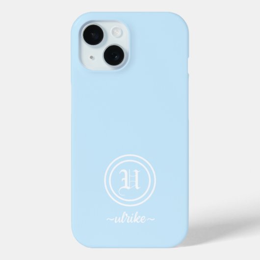 Maßgeschneiderte Gehäuse für hellblaue Monogramm Case-Mate iPhone Hülle (Rückseite)