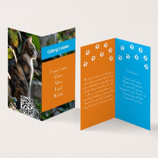 Maßgeschneiderte, geklappte Visitenkarte für die K Visitenkarten (Innenseite und Außenseite)