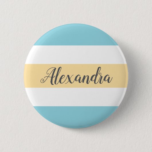 Maßgeschneiderte gelbe und blaue Streifen Button (Vorderseite)