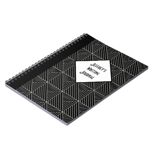 Maßgeschneiderte Geometrie in Schwarz und Weiß Notizblock (Linke Seite)