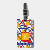 Maßgeschneiderte Geometrie in Weißgelb, Rot Blau Gepäckanhänger (Vorderseite vertikal)