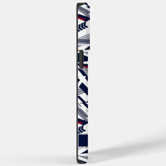 Maßgeschneiderte Geometrie mit White Gray Dark Blu Case-Mate iPhone Hülle (Rückseite / Rechts)