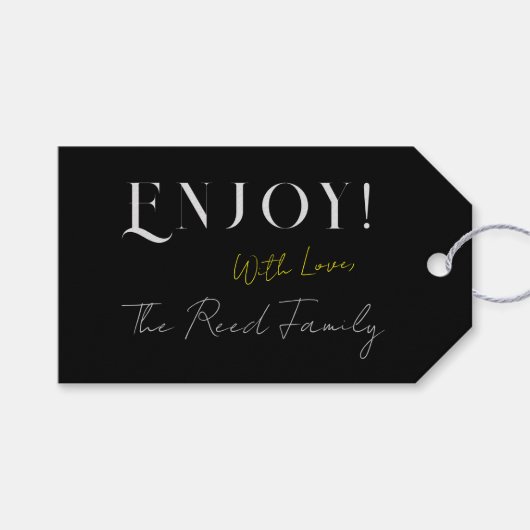 Maßgeschneiderte Geschenkmarke für den Schwarzen H Geschenkanhänger (Vorderseite (Horizontal))