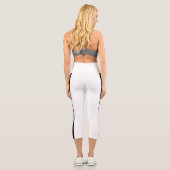 Maßgeschneiderte gestreifte Capri-Weiß- und Schwar Capri Leggings (Rückseite)