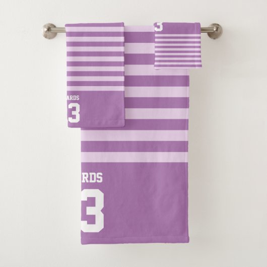 Maßgeschneiderte gestreifte Sportarten mit Namen Badhandtuch Set (Insitu)