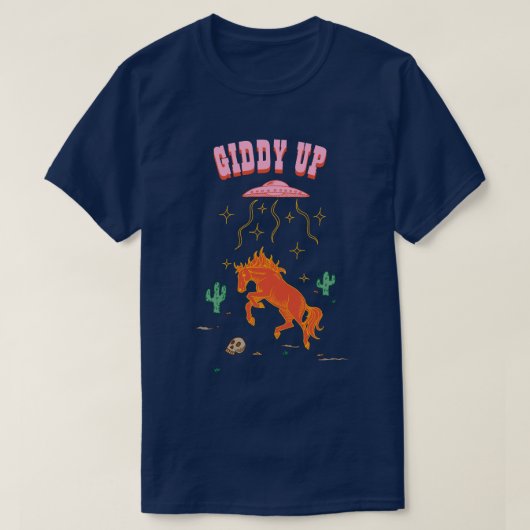 Maßgeschneiderte Giddy Up Horse UFO Entführung T-Shirt (Design vorne)