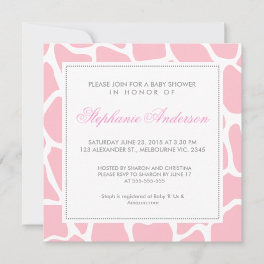 Massgeschneiderte Giraffendusche Einladung (Vorderseite)