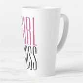 Maßgeschneiderte Girl Boss Hot Pink Black Typograf Milchtasse (Rechte Ecke)