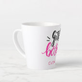 Maßgeschneiderte Girl Boss Typografie Pink Black Milchtasse (Linke Ecke)