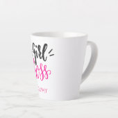 Maßgeschneiderte Girl Boss Typografie Pink Black Milchtasse (Rechte Ecke)