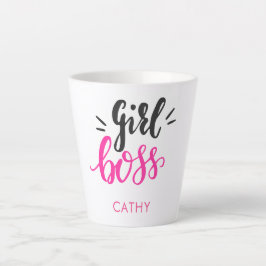 Maßgeschneiderte Girl Boss Typografie Pink Black Milchtasse