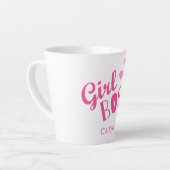 Maßgeschneiderte Girl Boss Typografie Pink Hearts Milchtasse (Linke Ecke)