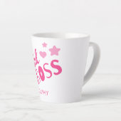 Maßgeschneiderte Girl Boss Typografie Pink Hearts Milchtasse (Rechte Ecke)