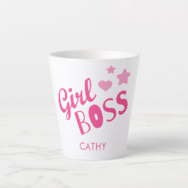 Maßgeschneiderte Girl Boss Typografie Pink Hearts Milchtasse