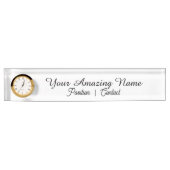 Maßgeschneiderte Glasnamensplatte mit Uhr Namensplakette (Vorderseite)