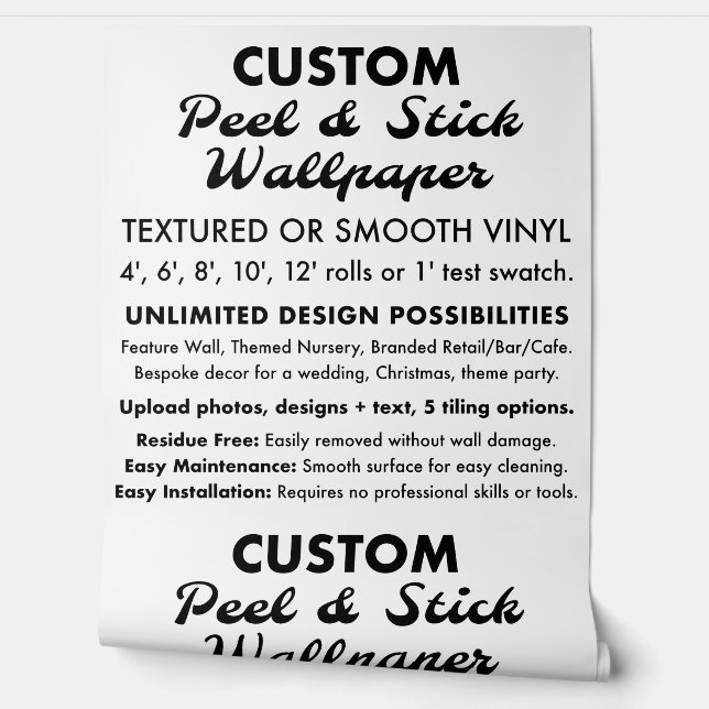 Maßgeschneiderte, glatte Vinyl Peel & Stick Tapete (Abrollen)