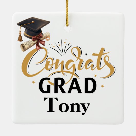 Maßgeschneiderte Glückwunsch Abschluss Weihnachten Keramikornament (Rückseite)