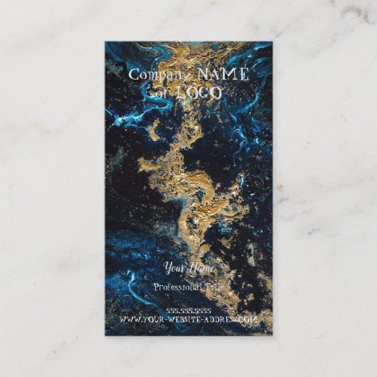 Maßgeschneiderte Gold Blue MARBLE Visitenkarten Visitenkarte (Vorderseite)