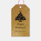 Maßgeschneiderte Gold Glitzer Weihnachtsbaumgesche Geschenkanhänger (Rückseite)