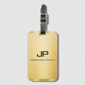 Maßgeschneiderte Gold Look Moderne Monogram Vorlag Gepäckanhänger (Vorderseite Vertikal)
