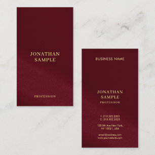 Maßgeschneiderte Gold Look Text Burgundy Vorlage Visitenkarte