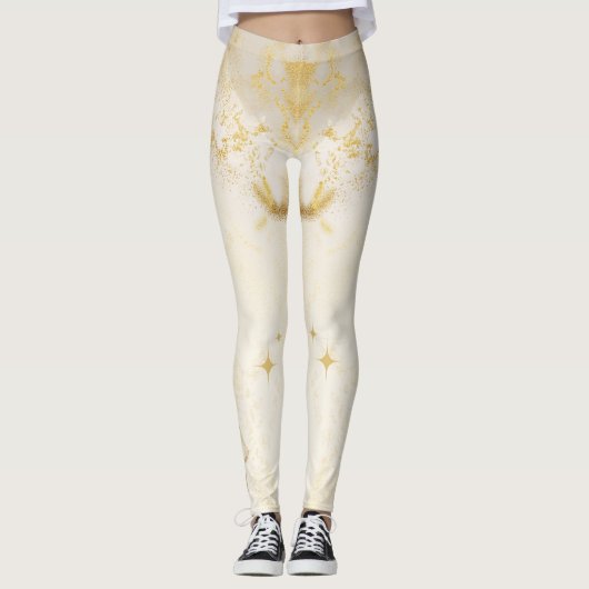Maßgeschneiderte Gold Resin Ästhetische Zitate Leg Leggings (Vorderseite)