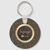 Maßgeschneiderte Gold Stylish Leopard Print Schlüsselanhänger (Vorderseite)
