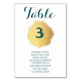 Maßgeschneiderte Gold/Weiß/Aquamarine TABELLE-KART Tischnummer