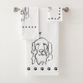 Maßgeschneiderte Golden Retriever Line Art Badhandtuch Set