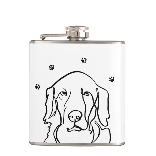 Maßgeschneiderte Golden Retriever Line Art Flachmann (Vorderseite)