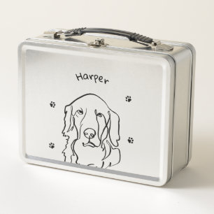 Maßgeschneiderte Golden Retriever Line Art Metall Brotdose