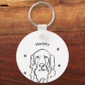 Maßgeschneiderte Golden Retriever Line Art Schlüsselanhänger (Vorderseite)